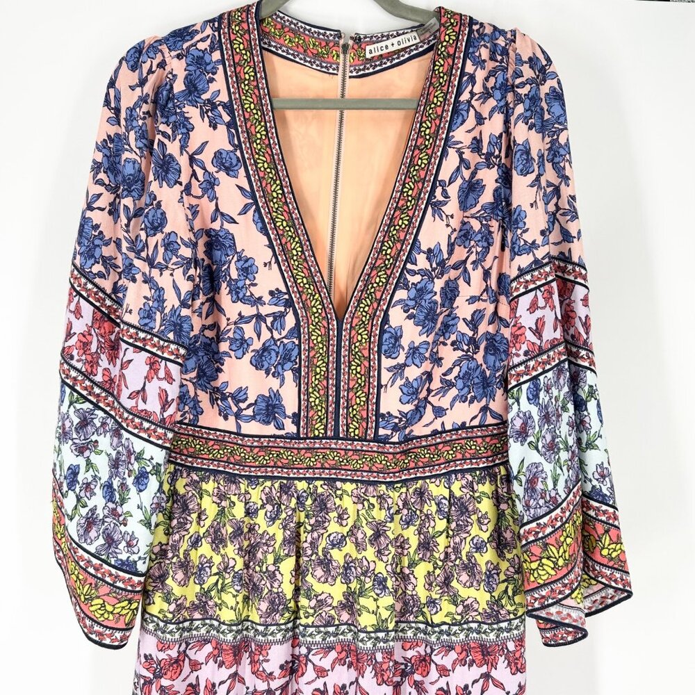Alice + Olivia Lena Embroidered Floral Kimono Maxi Dress - Picture 4 of 11